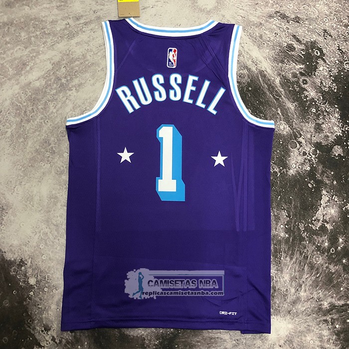 Camiseta Los Angeles Lakers D'Angelo Russell NO 1 Ciudad 2021-22 Violeta